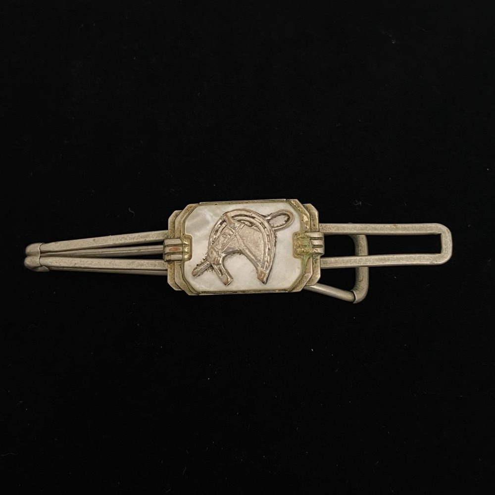 Vintage Tie Bar Clip Horse Head Horseshoe Money Clip Art Deco Era 1930s-1950s